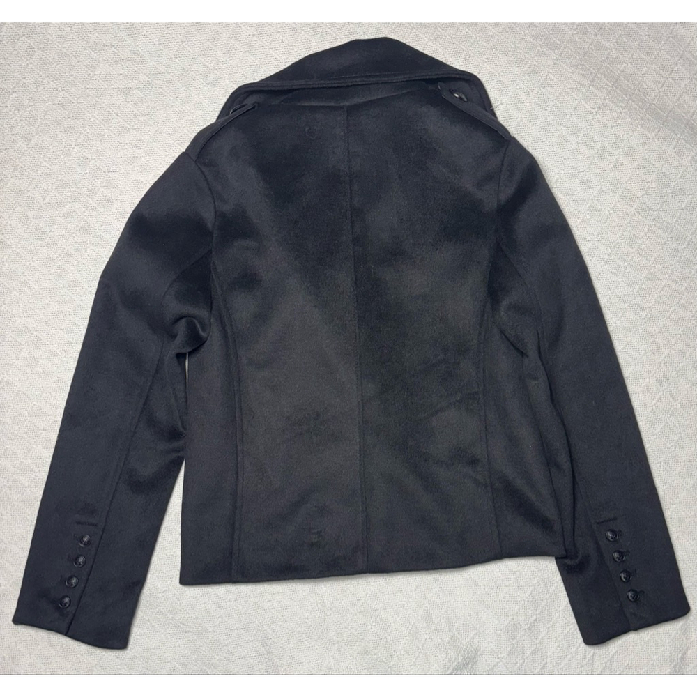 NWT Rebecca Minkoff Minimalist Black Wool Blend Cropped Pea Coat Size Small - Picture 5 of 8